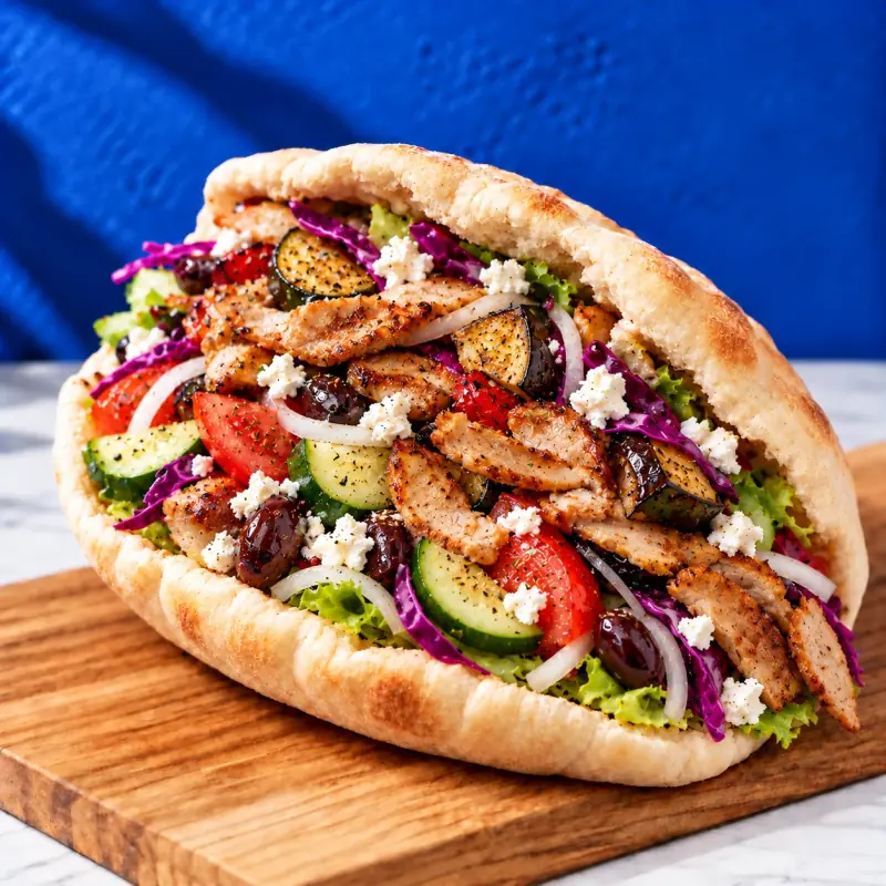 Pita gyros plate Greeko au poulet, galette de 20 cm, Donkey Montpellier